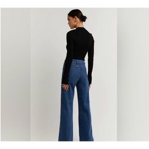DISSH Peri Indigo Wide Leg Jeans. Dark blue high rise. Flare/wide leg. Size 10